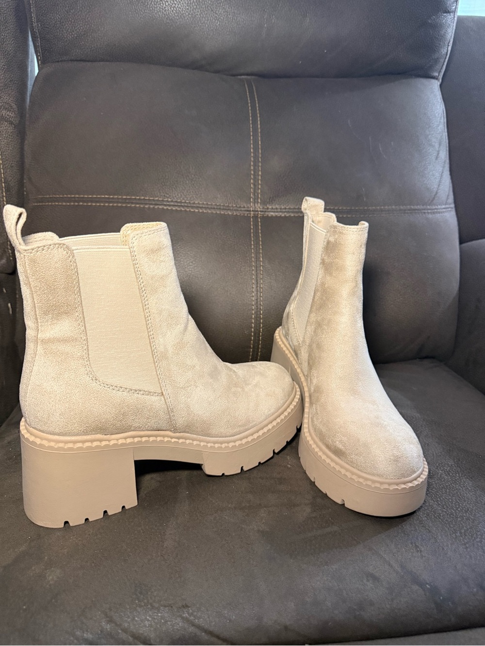 Madden Girl Chunky Chelsea Booties in Light Beige
